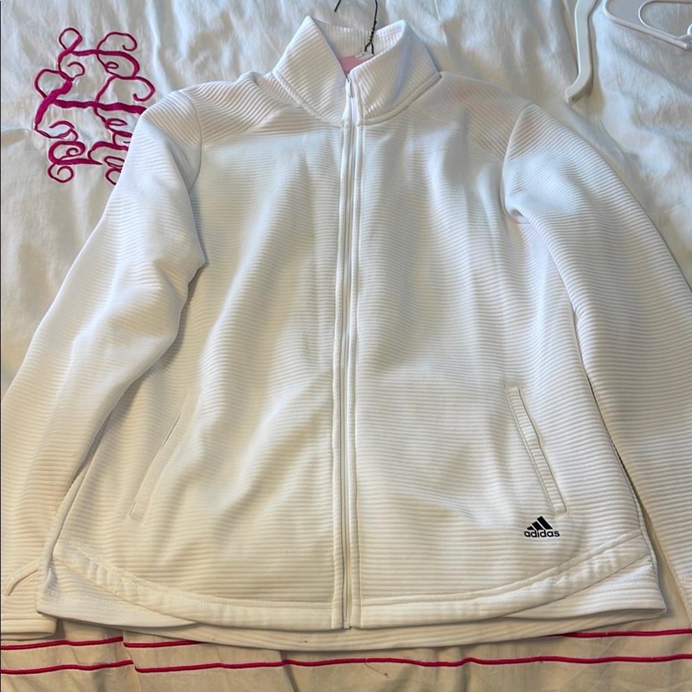 Adidas Golf White Ribbed Jacket